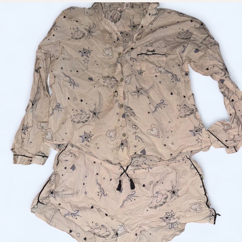 Pink Star and Cloud Print Pajama Set